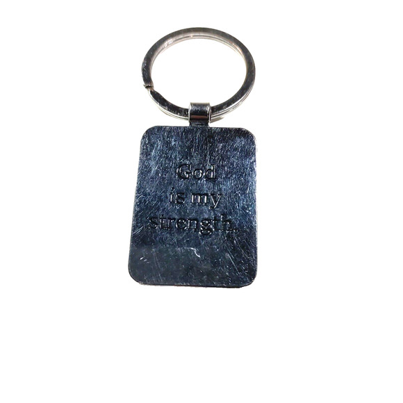 God Is My Strength Religious Cross Multicolor Keyring - Picture 3 of 4
